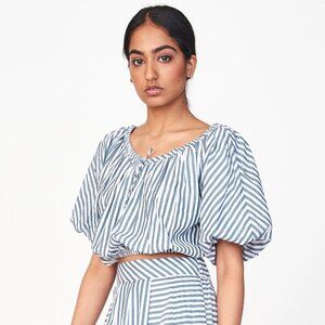 MIRTH | Capri Bubble Top | Ocean Stripe | Small | NWOT